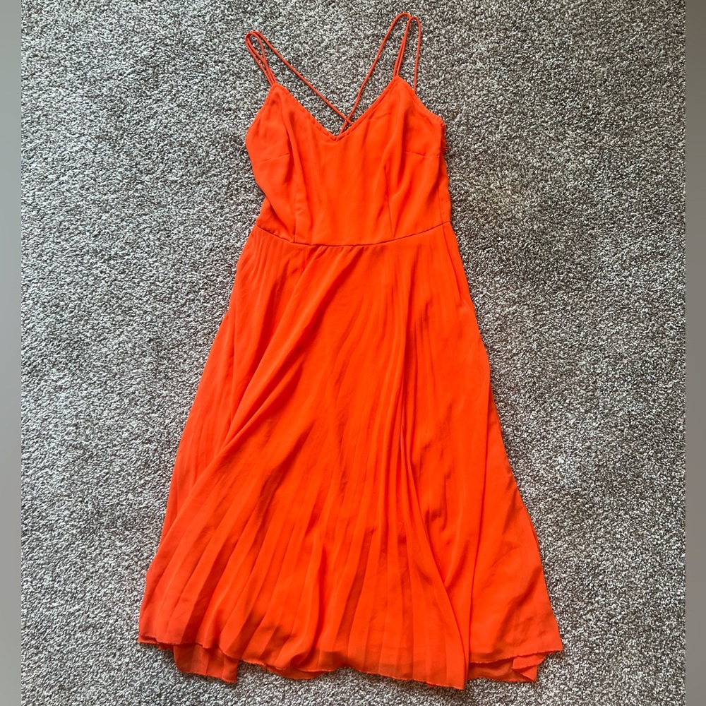 Asos pleated midi dress with cross cross spaghetti straps